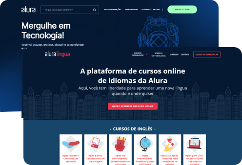 Telas iniciais do site da Alura